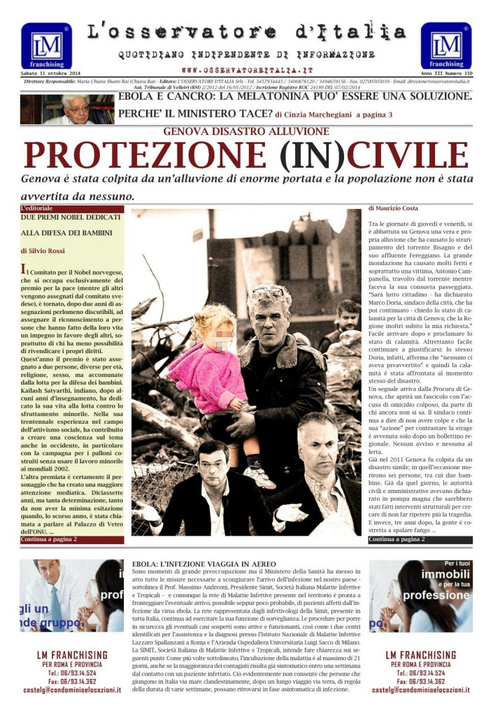 L'osservatore d'Italia edizione del 11 Ottobre 2014